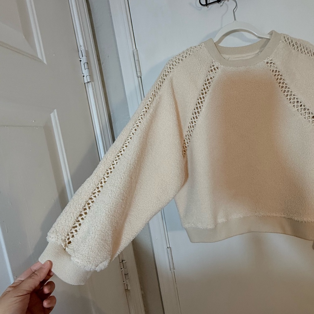 ba&sh Sweet Open-Knit Bouclette Crewneck Sweatshirt Size 1 S - Picture 6 of 14